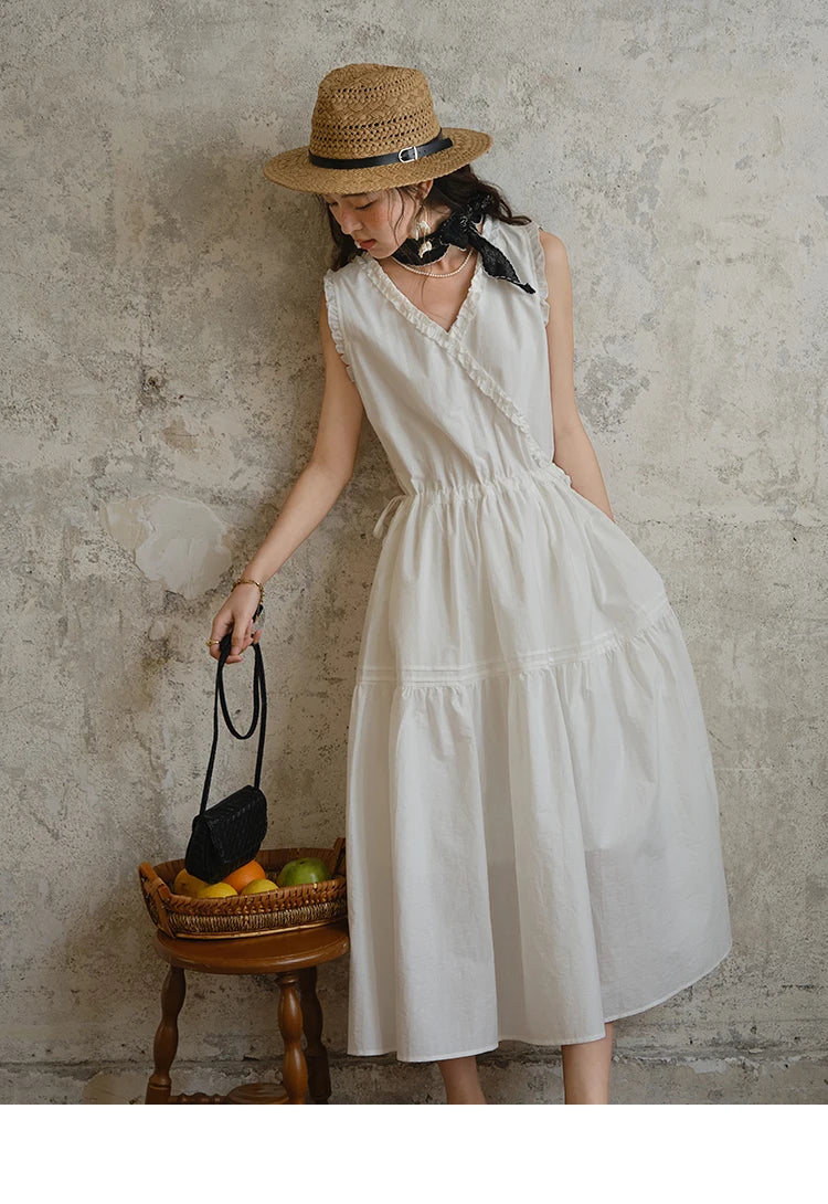 Mishow V-Neck Lace Drawstring Waist Dress MXE37L2331