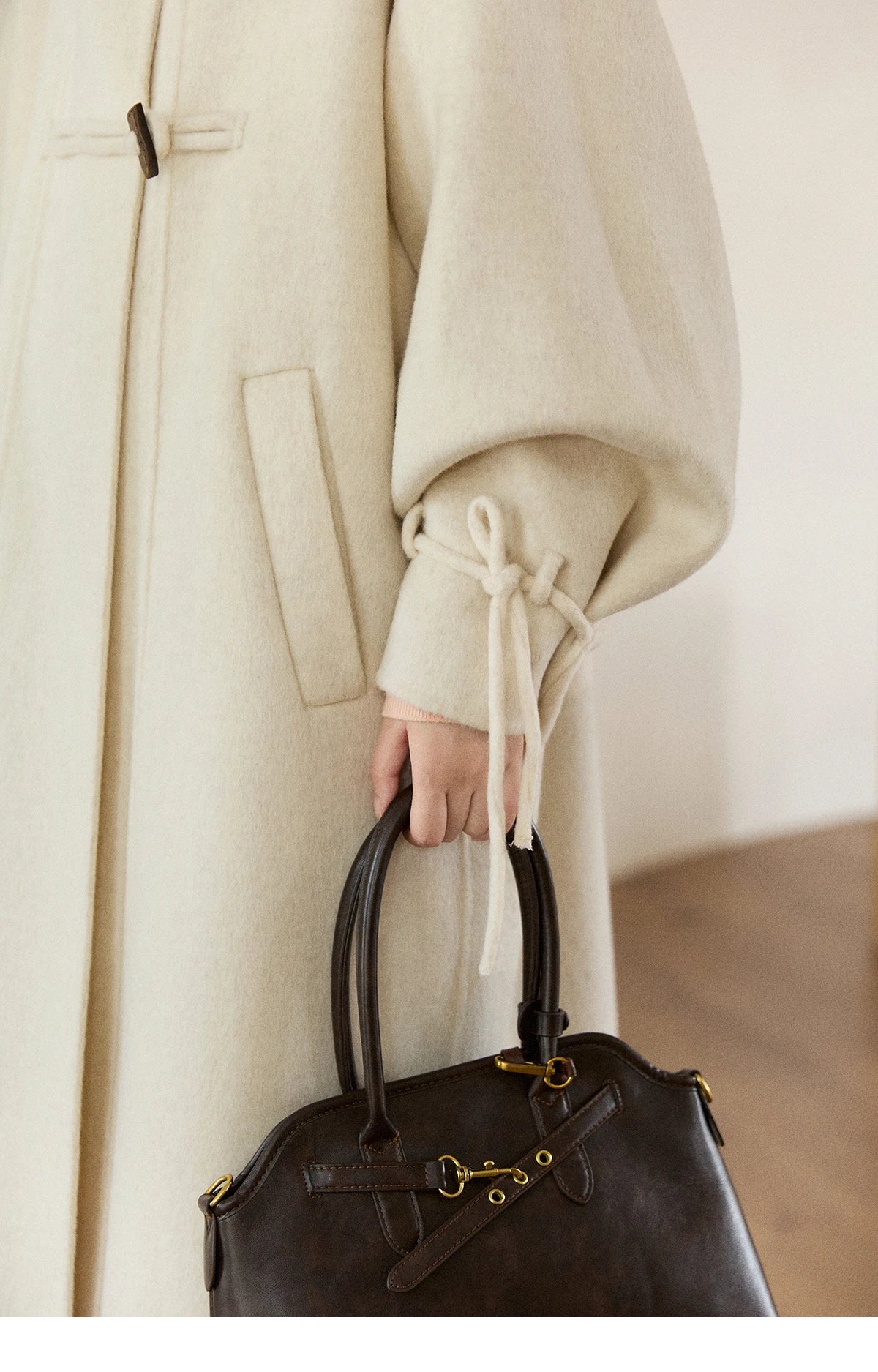 Mishow Yellow 100% Wool Double-Faced Turtleneck Coat MXE51W0902
