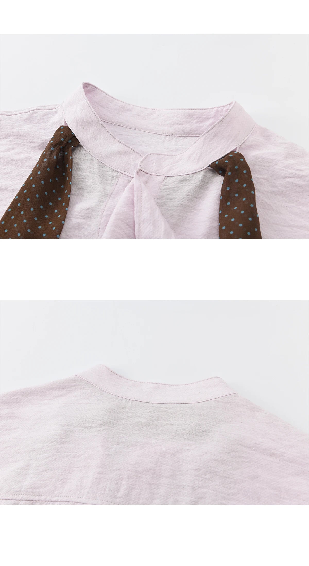 MISHOW Women's Asymmetric V-Neck Shirt Polka Dot Ribbon Tie Cuffs MXF108X1002