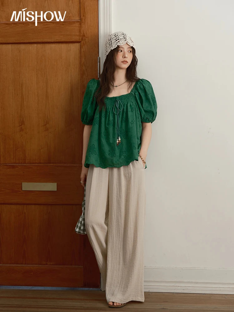 MISHOW Wide Leg Pants Button Pocket High Waist Slim MXE39K0962