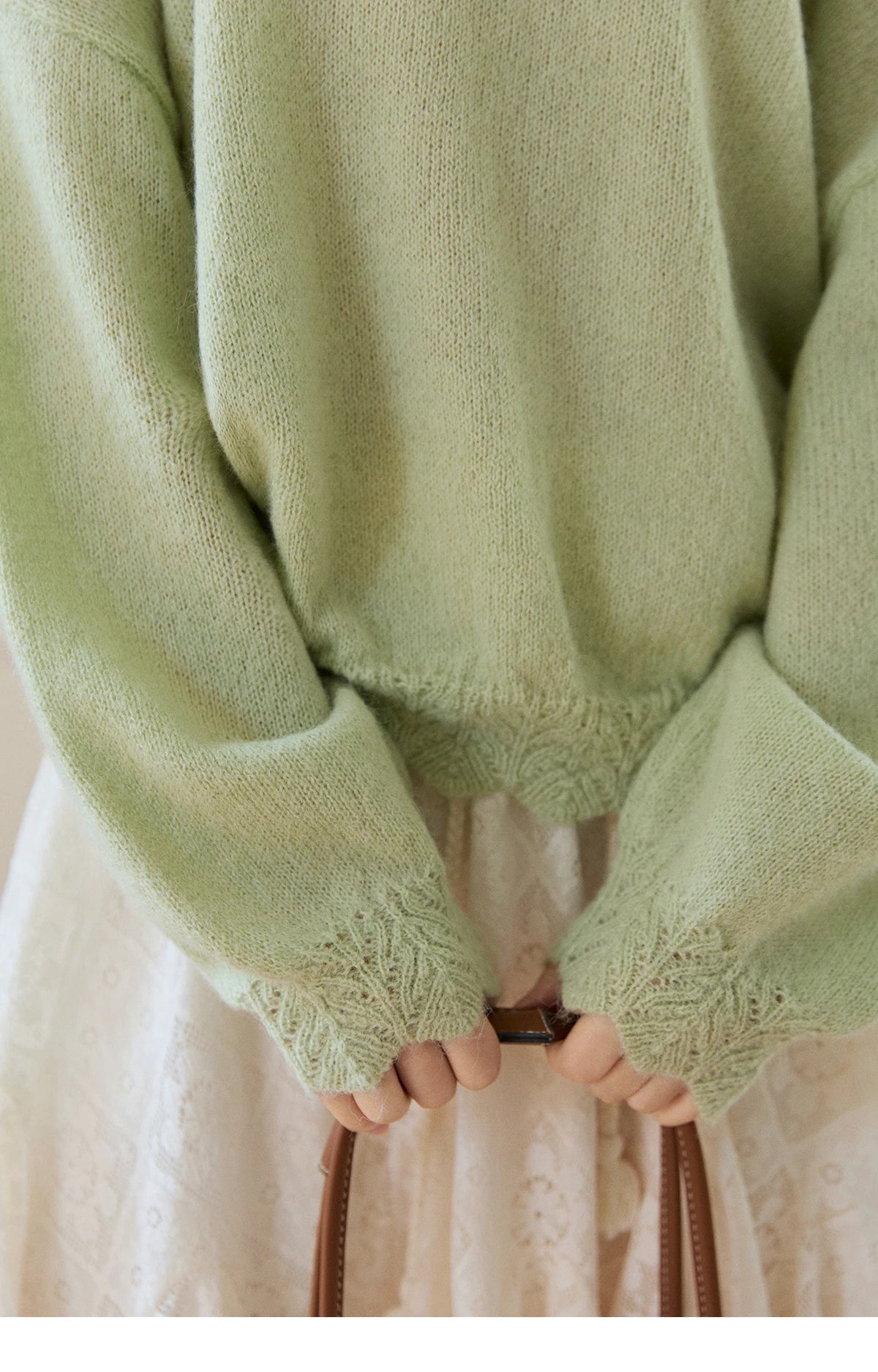 Mishow Light Green Asymmetrical Exposed Shoulder Top MXF108Z1027