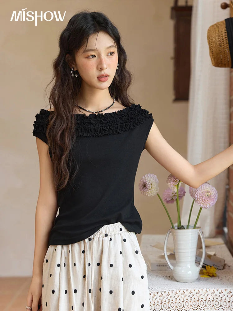MISHOW French Slash Neck Raglan Wool Tee MXE34T0605
