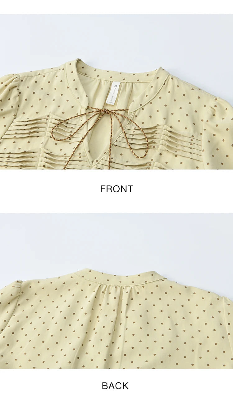 MISHOW Polka Dot Ruffled Shirt Tie Tassel Round Neck MXE45X2477
