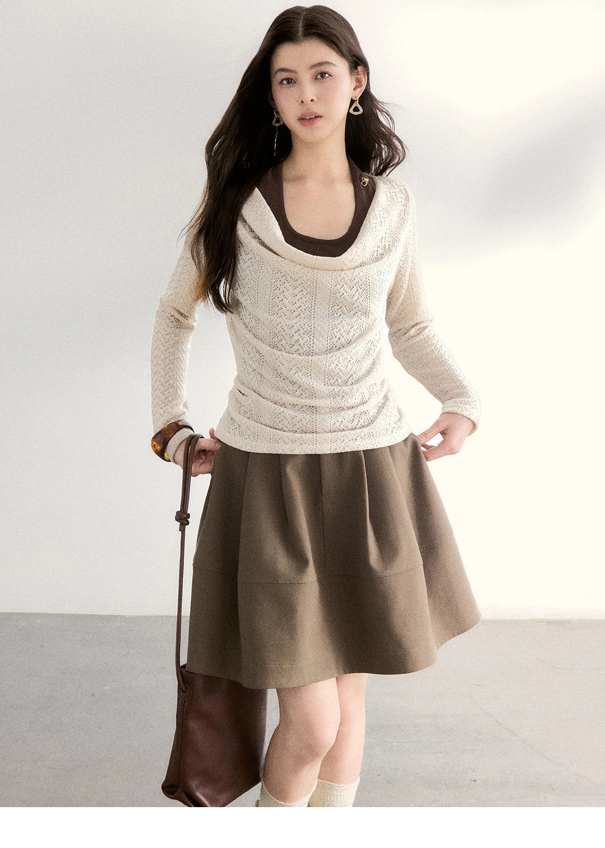 Mishow A-Line Flower Bud Pleated Skirt MXF108B0767