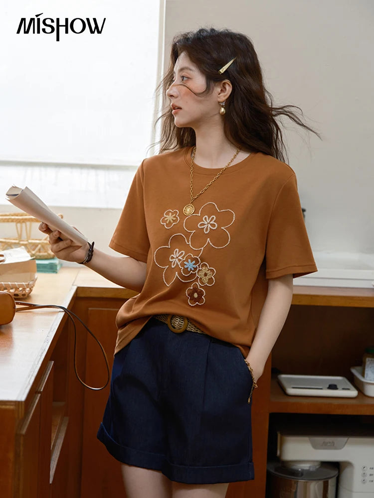 Mishow Floral Print Drop Sleeve Tee MXE36T0576
