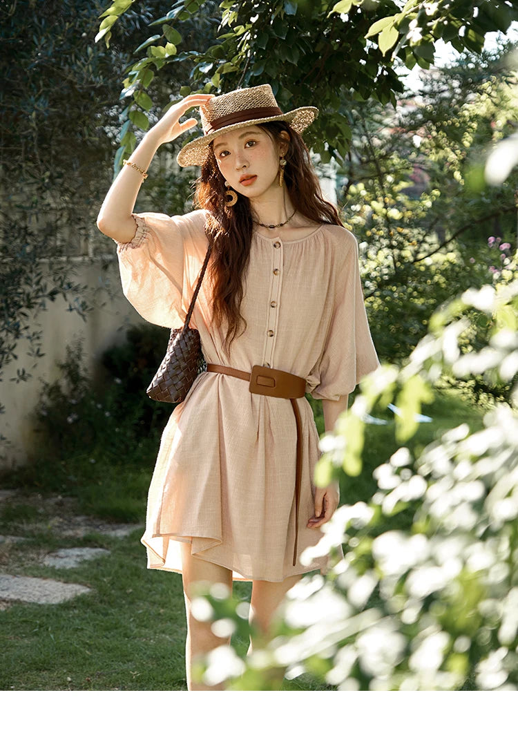 MISHOW French Retro Midi Dress with Belt MXE39L2409