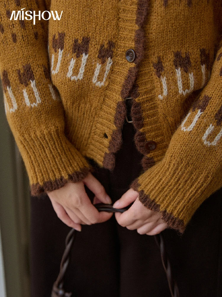 Mishow Turtleneck Fuzzy Cardigan Coat MXE87Z2699