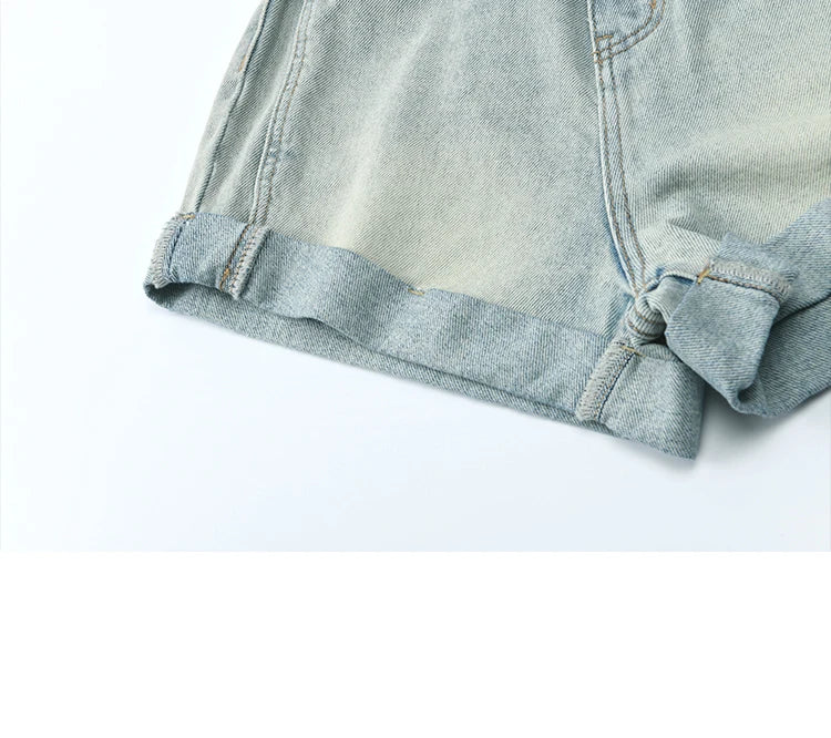 Mishow Retro Light Blue Washed Wide Leg Denim Shorts MXE35K0944