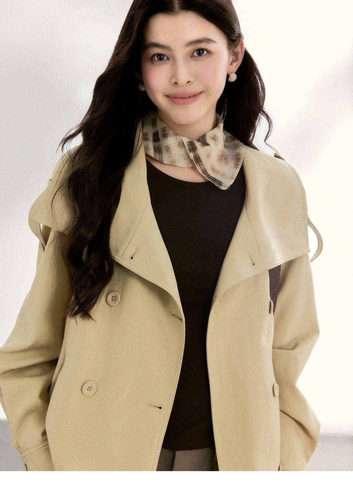 MISHOW Khaki Cropped Leather Jacket Lapel Stand Collar MXF108W1000