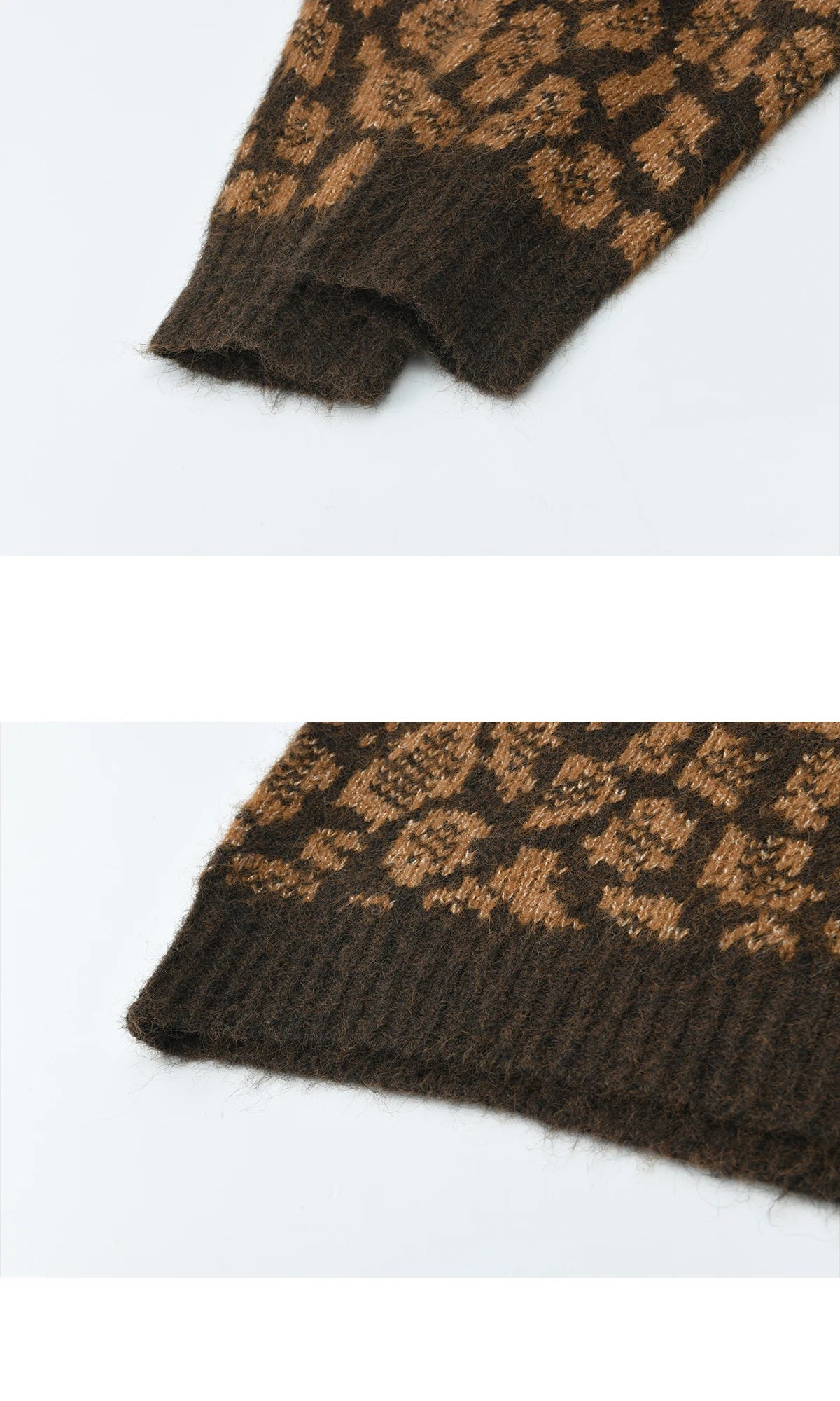 Mishow Color Block Leopard Jacquard Half Turtleneck Sweater MXE91Z2839