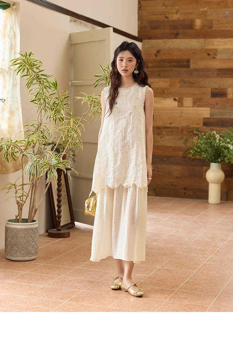 Mishow French Embroidery Fake Two-Piece Vest Dress MXE34L2311