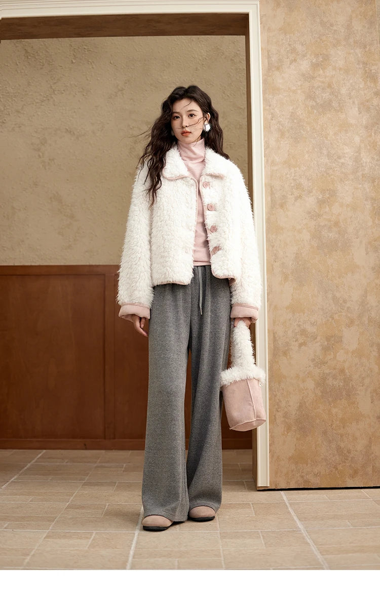Mishow Suede Plush Lamb Wool Spliced Jacket MXD59W0753