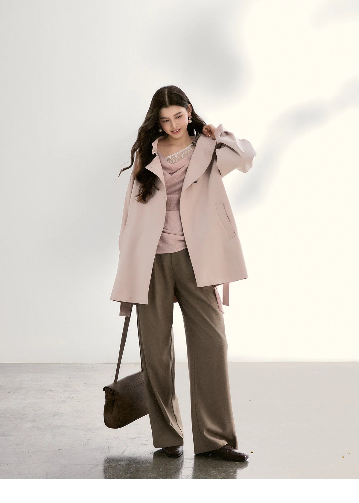 Mishow Lace Trim Draped Neck Side Tie Top MXF13Z2995
