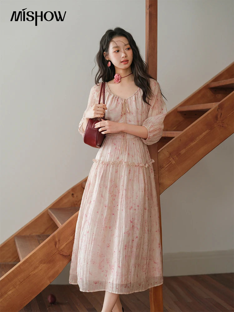 Mishow Korean Floral Convertible Off Shoulder Dress MXE41L2479