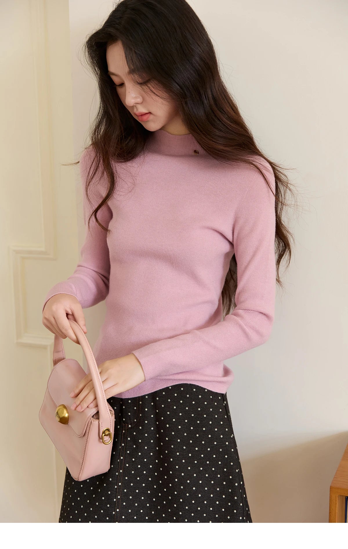 Mishow Minimalist Mock Neck Slim Pullover MXE48Z2583