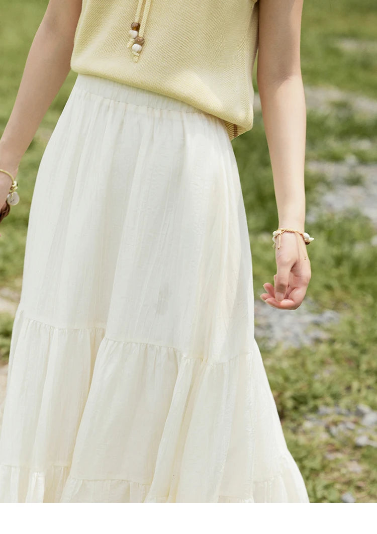 MISHOW Elastic Waist Shell Webbing A-Line Skirt Slimming MXE33B0708