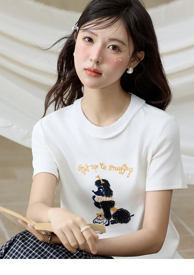 Mishow Dog Embroidered Cartoon Tee MXE33T0540