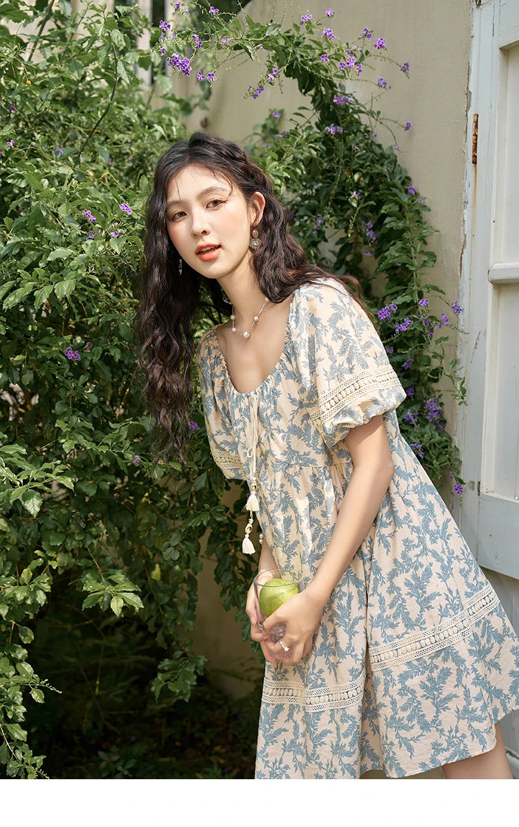 Mishow French Floral U-Neck Lace-Up Doll Dress MXD27L1898