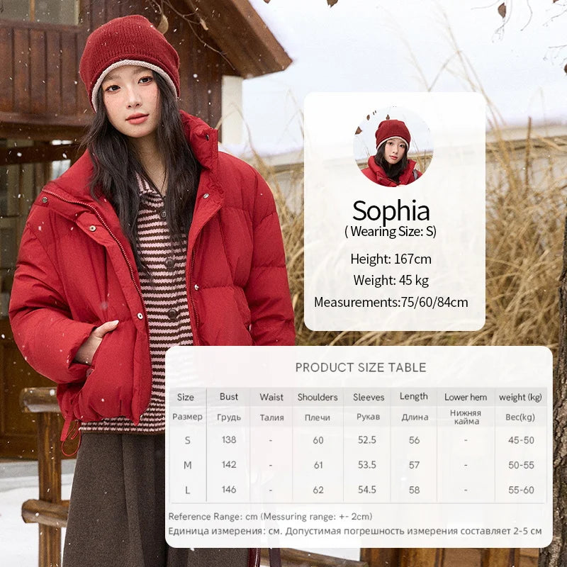 Mishow Blue Turn-Down Collar Short Down Jacket MXE51Y0083