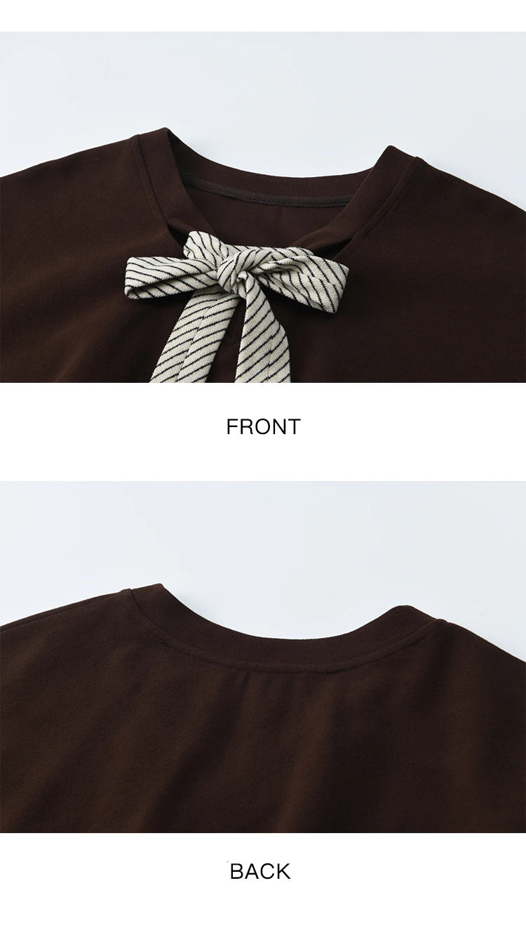 Mishow Retro Brown V-Neck Sweatshirt & Pleated Skirt Suit MXE47T1415