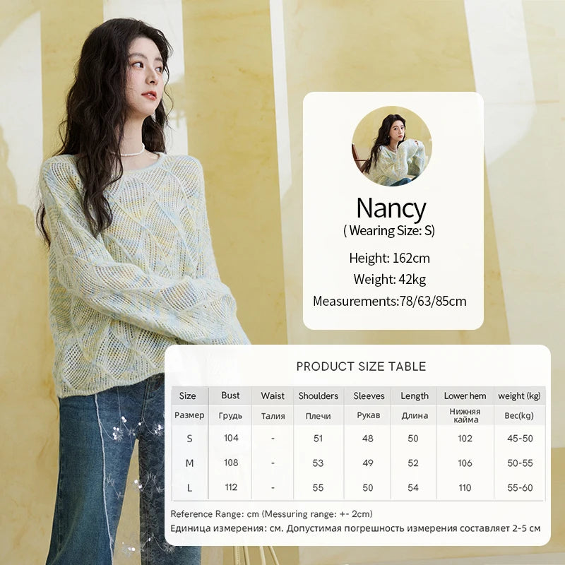 Mishow Hollow Dropped Shoulder Hem Wavy Edge Sweater MXE14Z1208