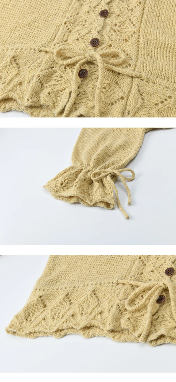 Mishow Hollow Knit V-Neck Flared Sleeve Cardigan MXE47Z2513