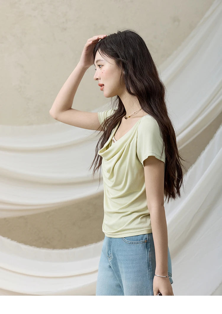 Mishow Swing Collar Shell Ribbon Tee MXE33T0524