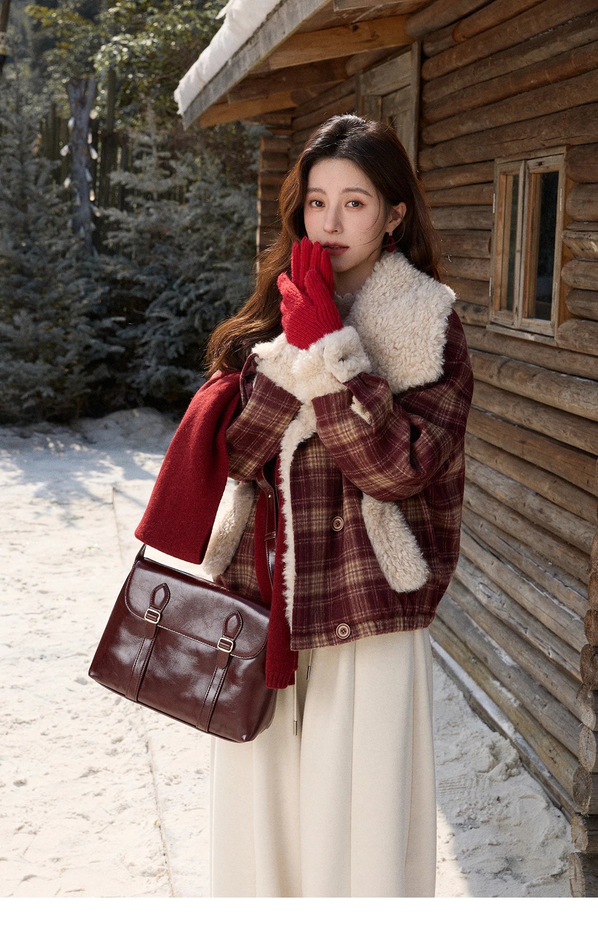 Mishow Retro Plaid Large Lapel Padded Jacket MXE87W1004