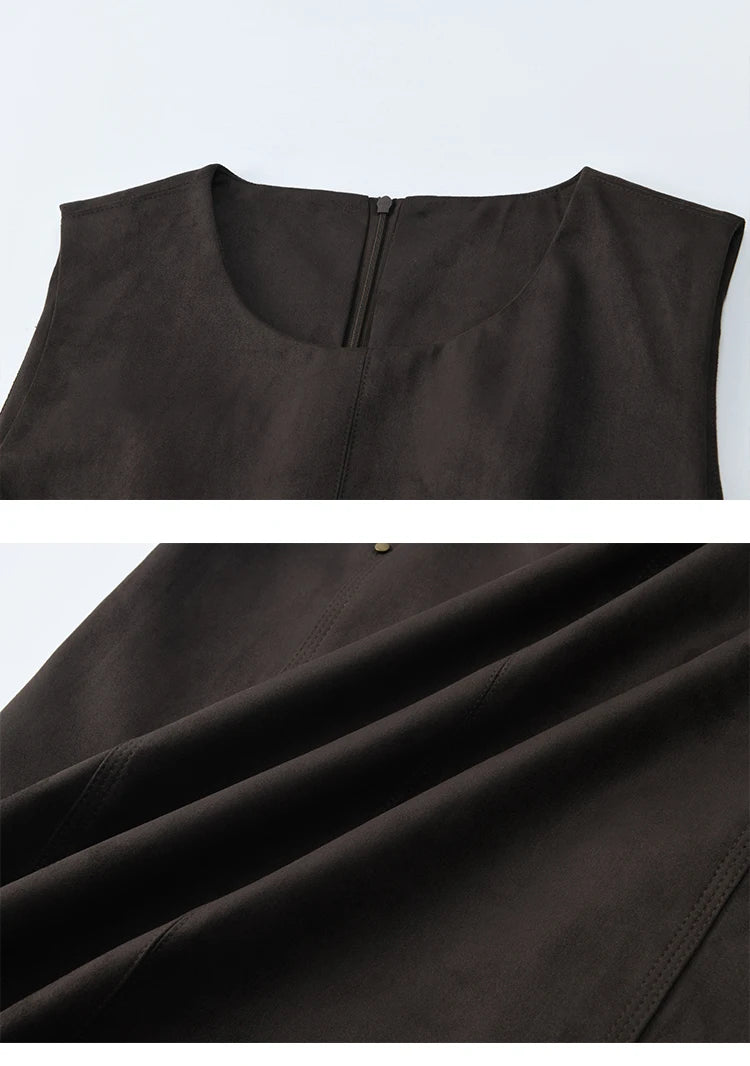 Mishow Light Blue Shirt & Brown Vest Skirt Suit MXE47T1408