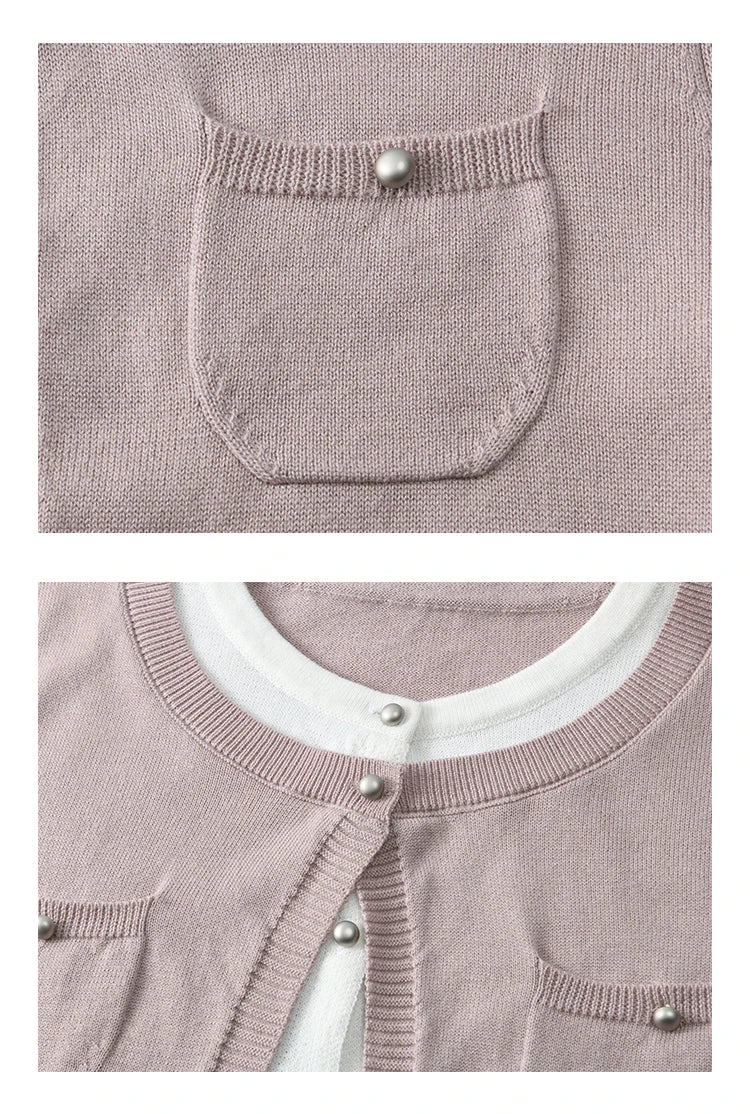Mishow Fake Two-Piece Contrast Patch Pocket Cardigan MXE12Z1144
