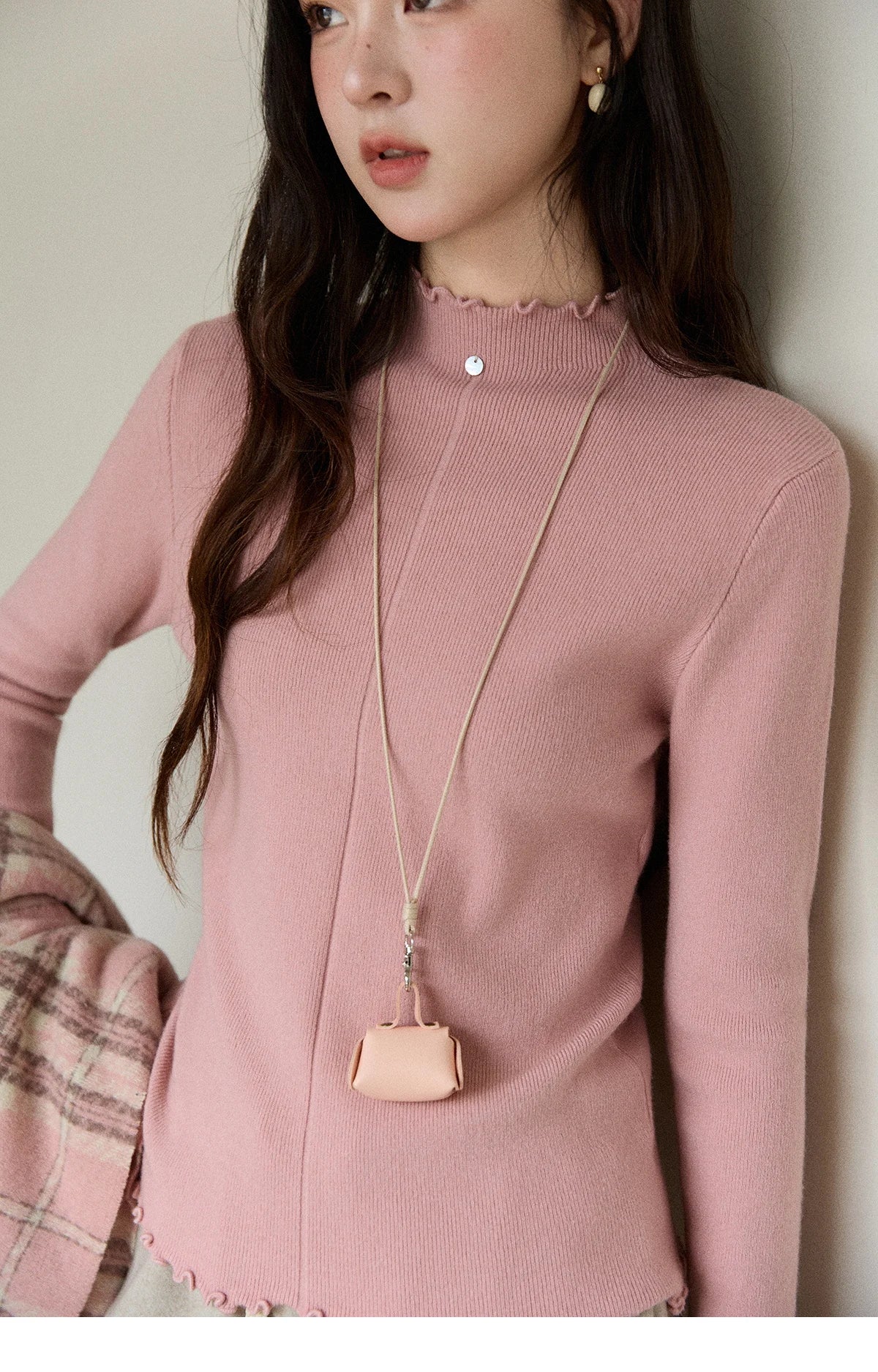 Mishow Ruffled Turtleneck Slim Knit Top MXE91Z2826