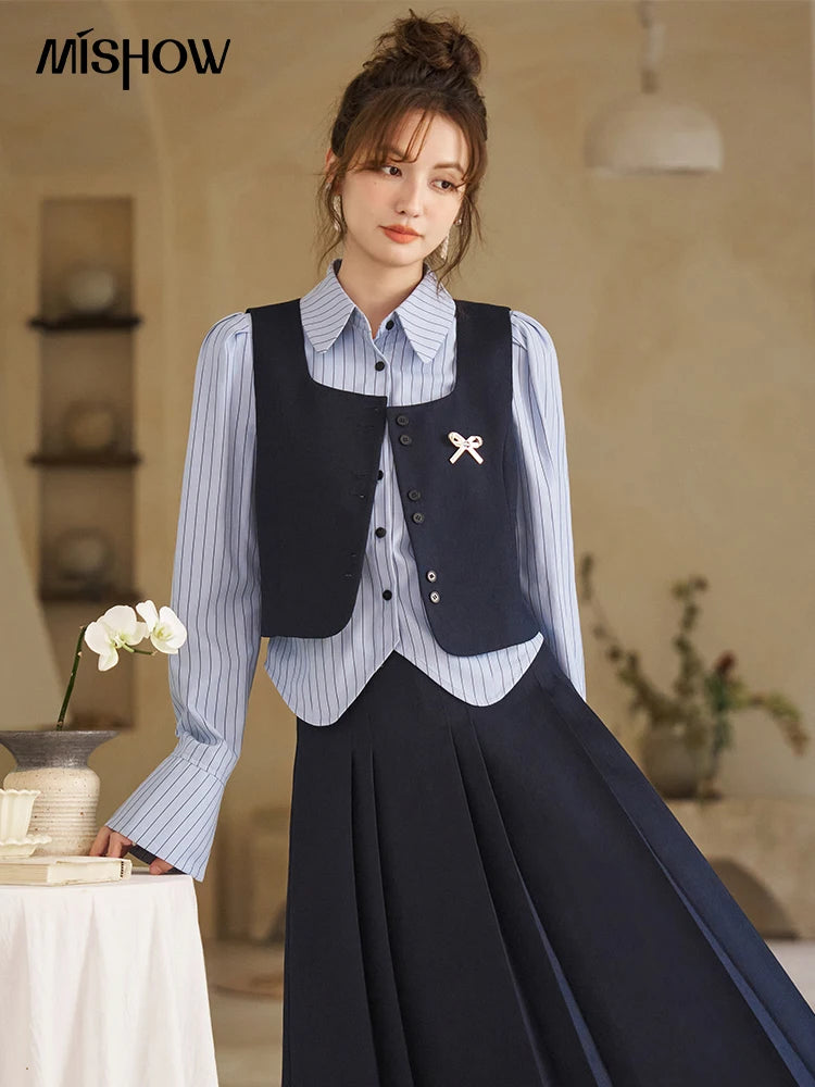 Mishow French Bow Square Neck Vest Coat MXD12W0294