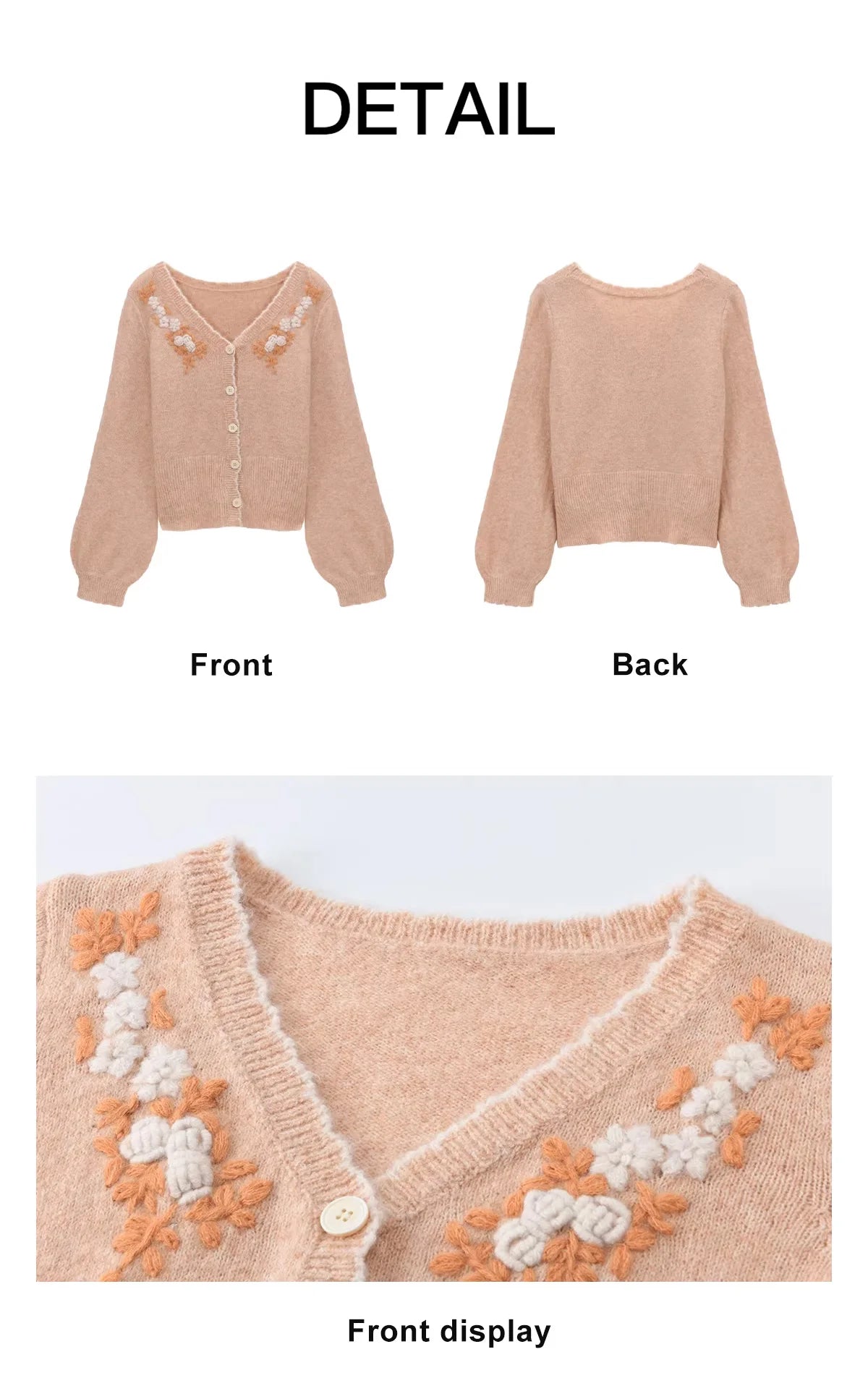 Mishow Floral Embroidery V-Neck Slim Cardigan MXF11Z2917