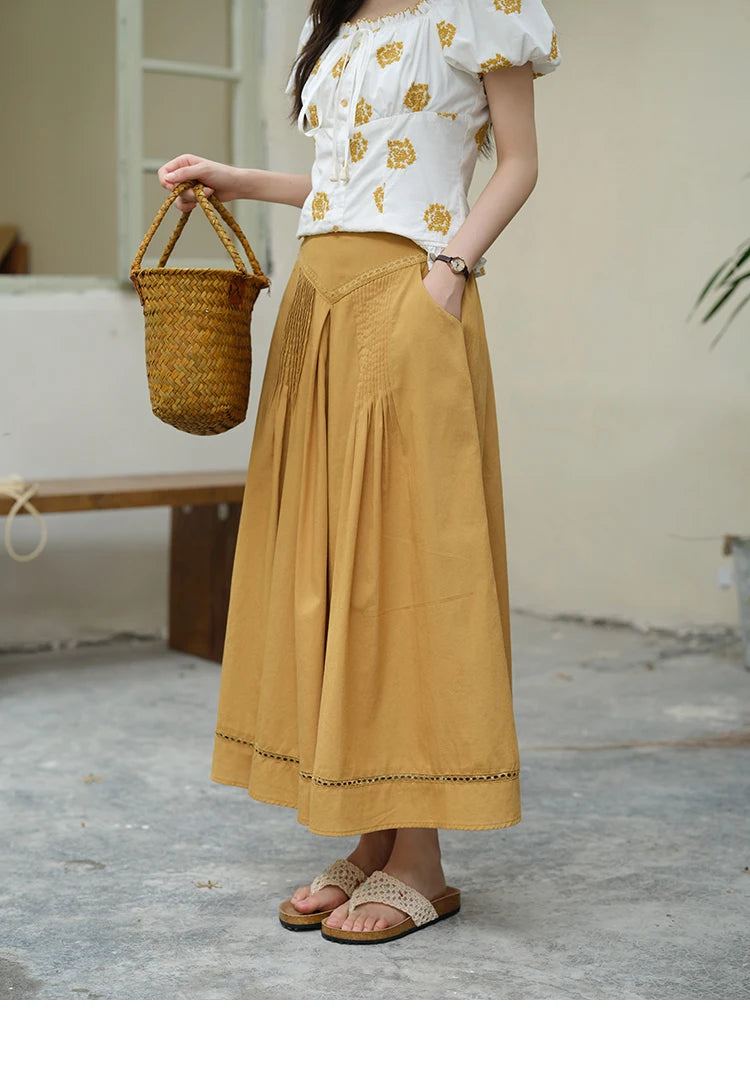 MISHOW High Waist Skirt Pocket Lace Hollow Out A-LINE MXE35B0724