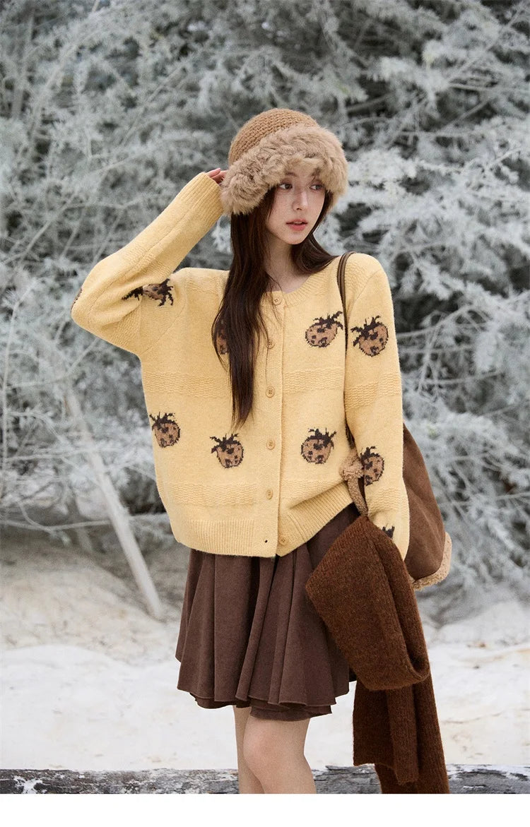 Mishow Funny Pineapple Jacquard Round Neck Cardigan MXE87Z2752