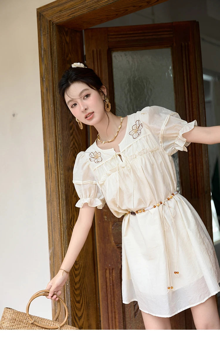 Mishow Jacquard Embroidered Bubble Sleeve Dress MXD30L1864