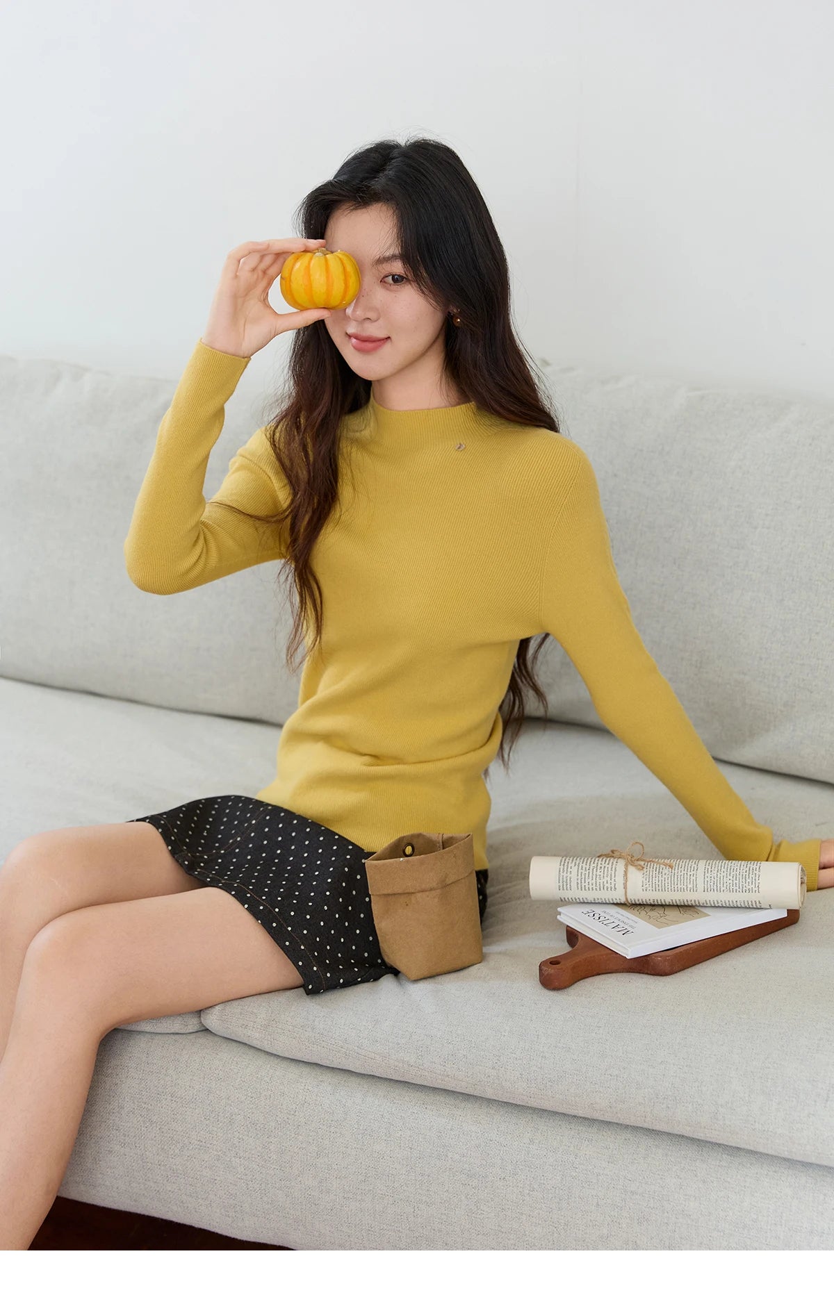 Mishow Minimalist Mock Neck Slim Pullover MXE48Z2583