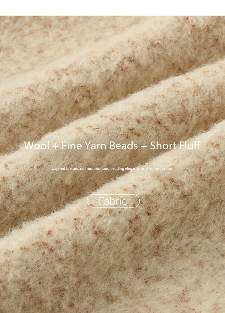 Mishow Apricot Round Neck Wool Blend Coat MXE88W0885