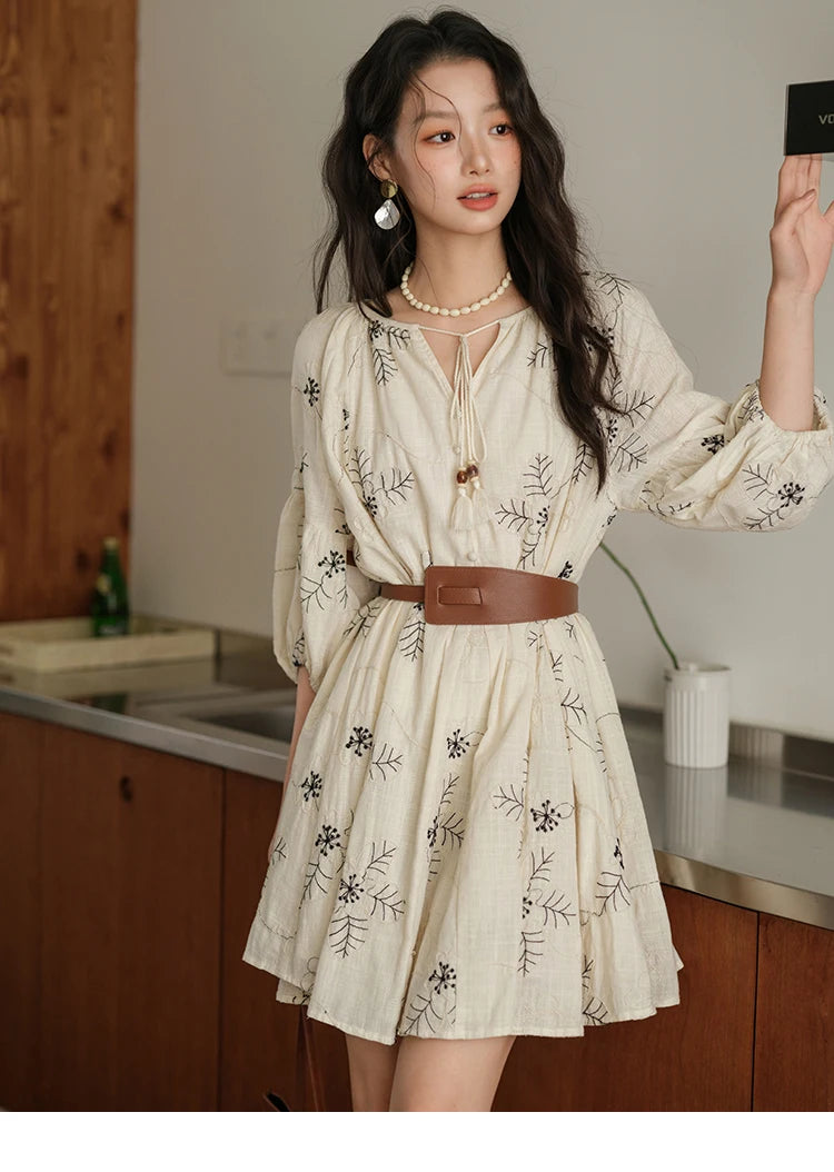 MISHOW Embroidered Doll Lantern Sleeve Dress MXE41L2480
