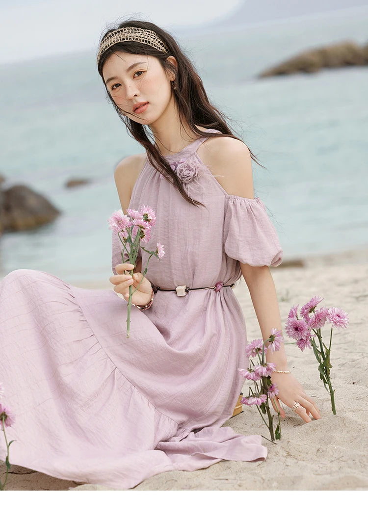 MISHOW Korean Halter Neck Jacquard Dress MXE32L2182