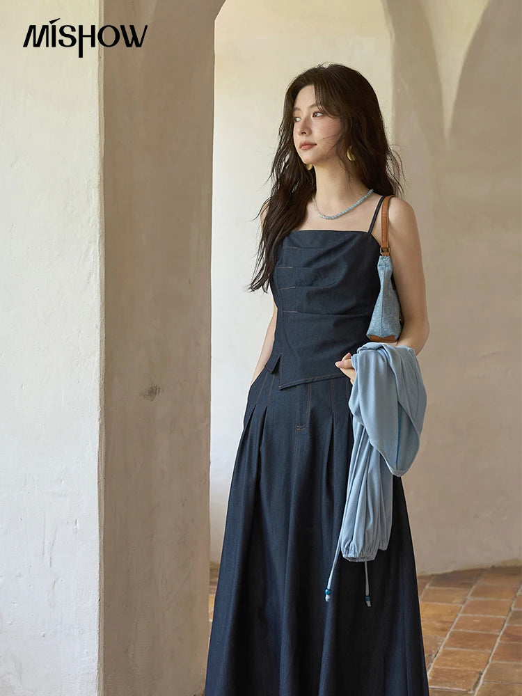 Mishow Imitation Denim Square Collar Camisole Dress (Separately) MXE41T0693