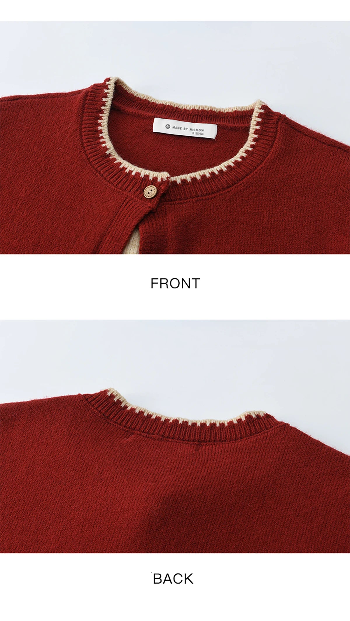 Mishow Color Block Fake Two-Piece Removable Collar Cardigan MXE93Z2816