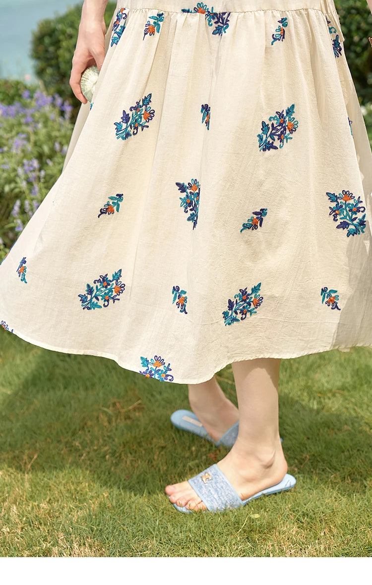 Mishow French Embroidered Flower Drawstring Dress MXD24L1835