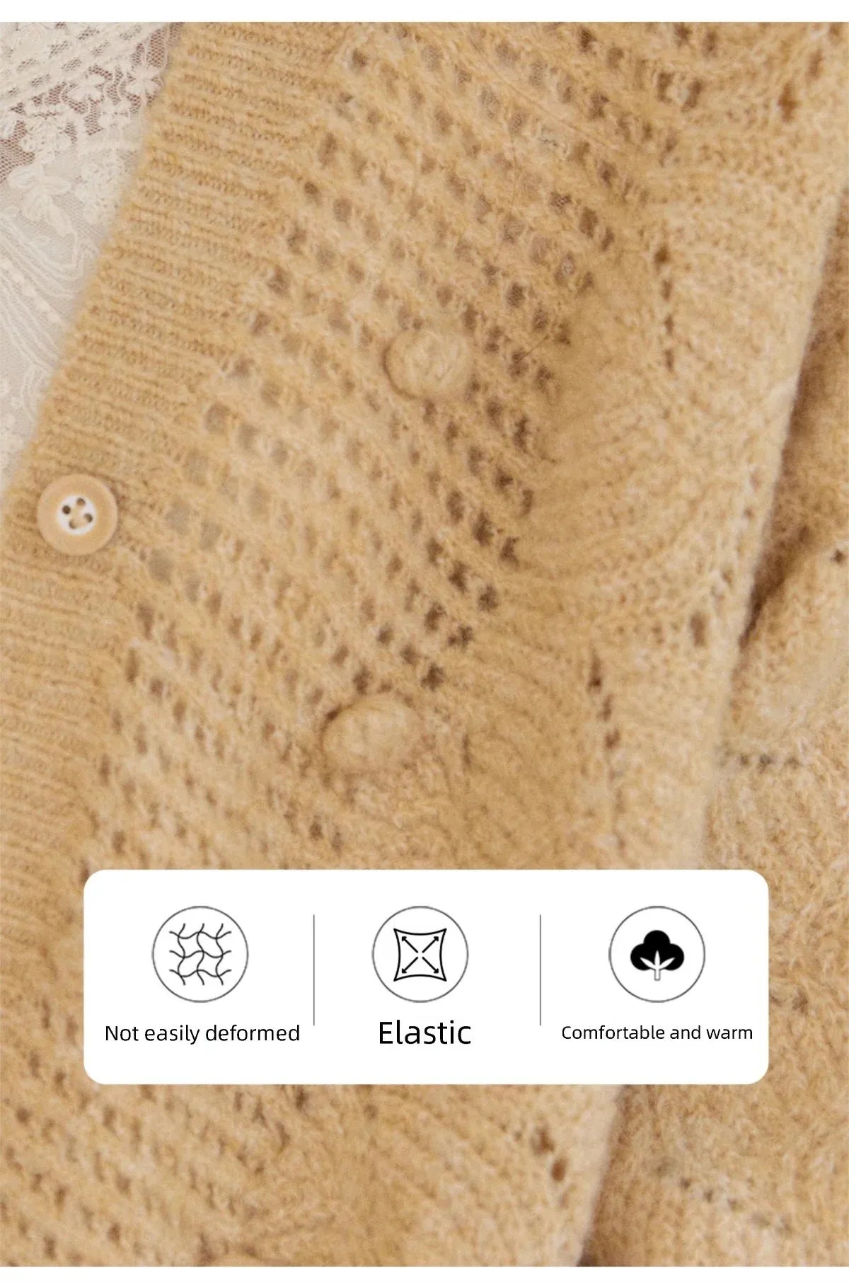 Mishow Hollow-out V-Neck Bobble Knit Cardigan MXF108Z1020