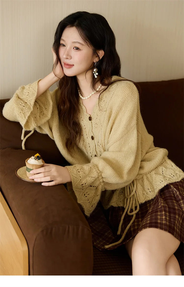 Mishow Handmade Crochet Mohair Flare Sleeve Cardigan MXE47Z2513