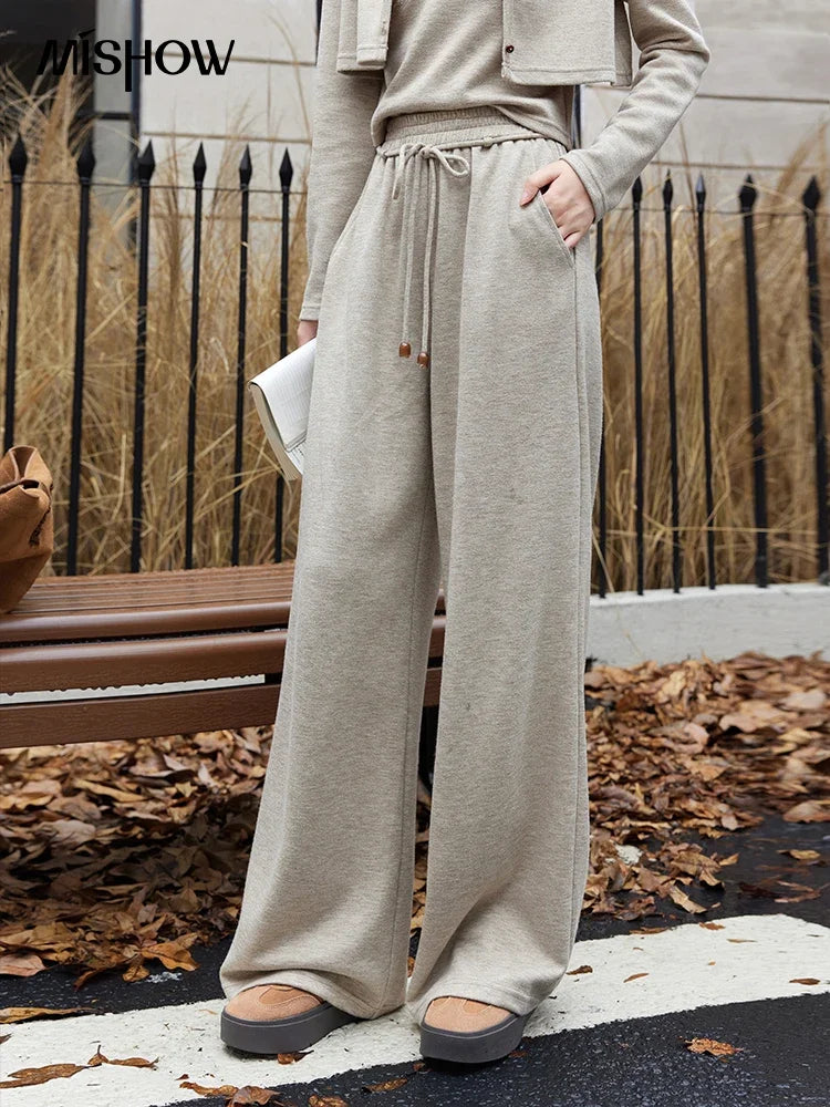 Mishow French Lace Splicing Camisole Cardigan & Straight Pants Set MXD47T0405