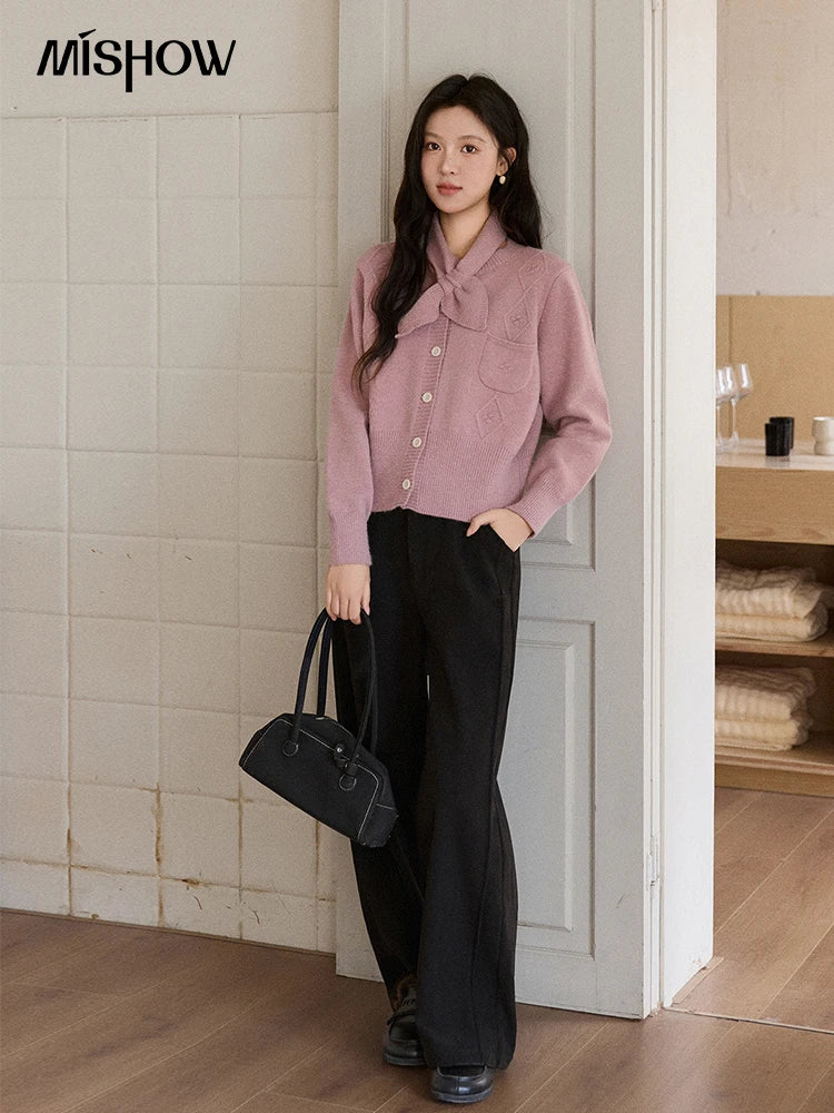 Mishow Taro Purple Detachable Scarf Sweater MXE91Z2825