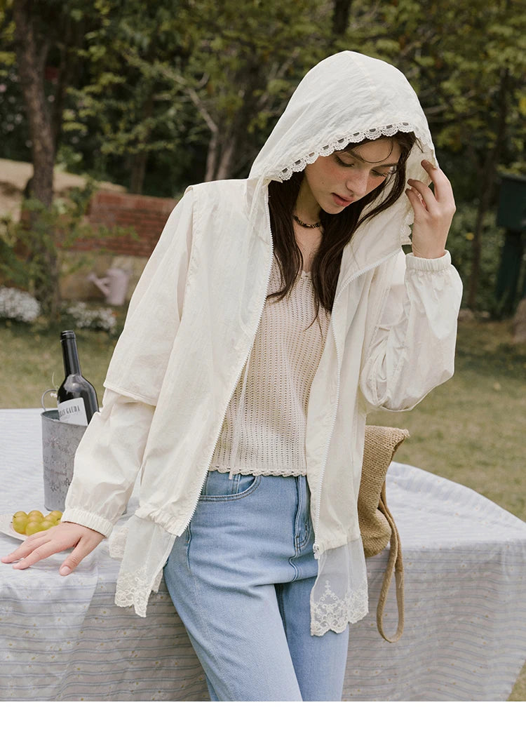 Mishow Hooded Lace Sunscreen Cardigan MXE33W0780
