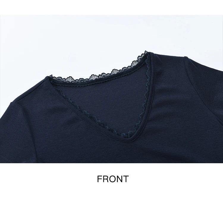 Mishow V-Neck Lace Spliced Office Tee MXE36T0644