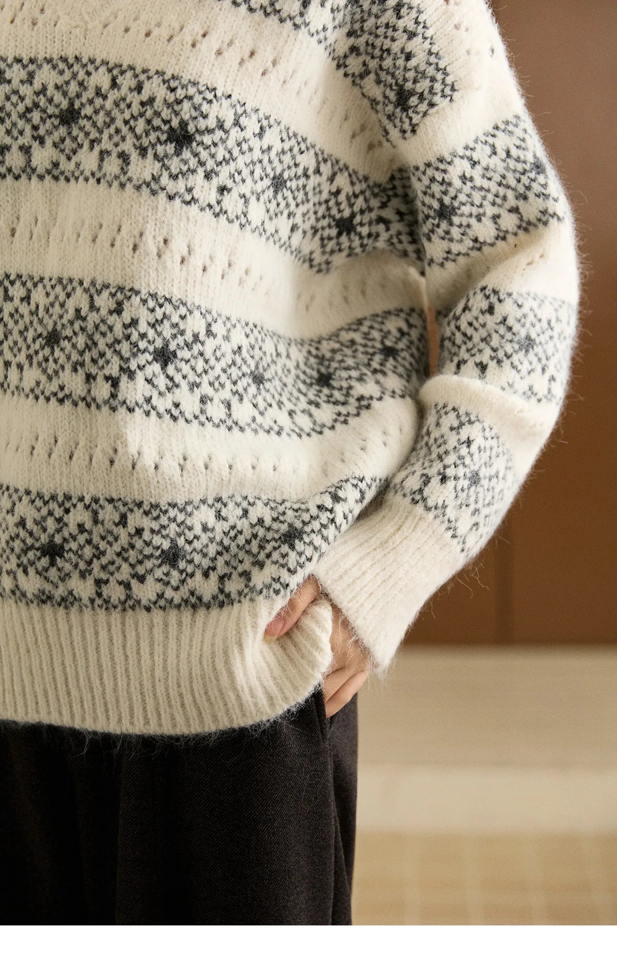 Mishow Fair Isle Removable Hood Sweater MXE94Z2979